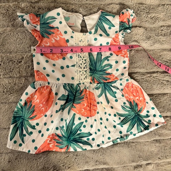 6-12 Months Paisley & Eloise Polka Dot & Pineapple Peplum Shirt, Baby Girl - Picture 4 of 6